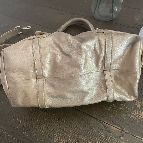 Cole Haan Archer Satchel Soft Gold Leather Gramercy Crossbody Handbag Purse - Picture 9 of 12